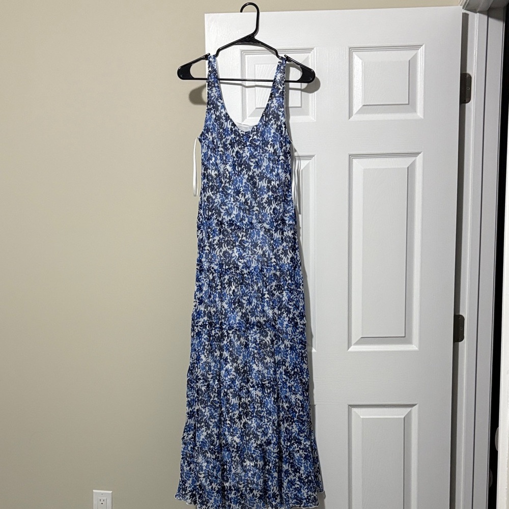 Jones New York Blue and White Floral Maxi Dress